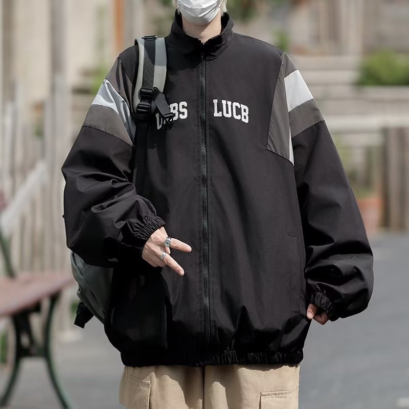 MNO.9 Jacket JK637 แจ็คเก็ต เสื้อผ้าร่ม 2 ชั้น งานสกรีนลาย แถบแขนข้าง เสื้อคลุมชาย เสื้อกันแดด