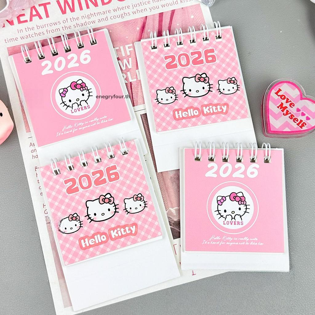 ของขวัญและของเล่น 2026 การ์ตูน Sanrio Hello Kitty Mini ปฏิทินตั้งโต๊ะ Creative Desktop ตกแต่ง Daily 