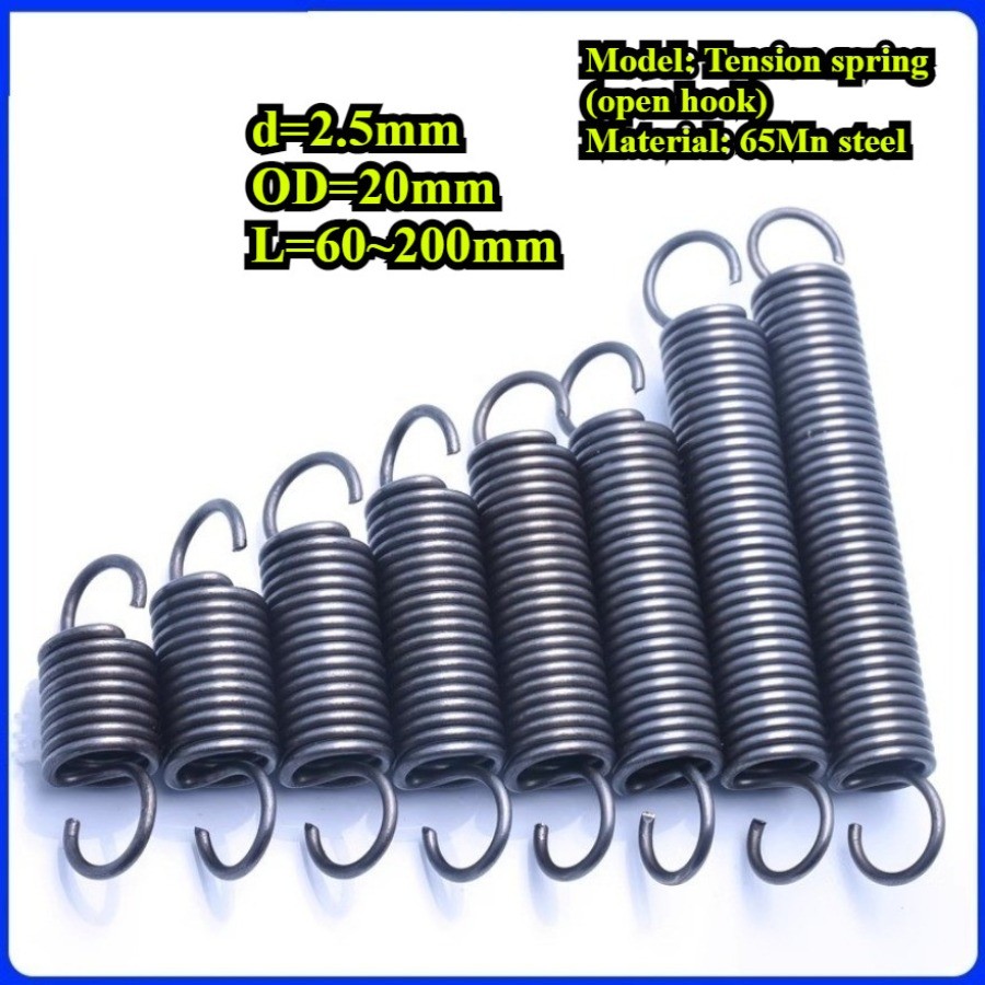 สปริงแรงดึง/สปริง d=2.5mm,OD20mm,L=60~200mm สปริงดึงพร้อมตะขอ ทาประตูโรงรถ bunnings เครื่องแกว่ง [AB