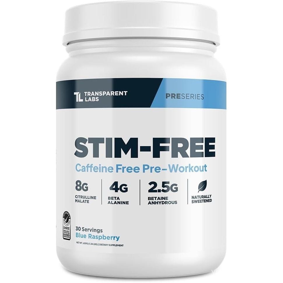 Transparent Labs Stim-Free Pre-Workout - Caffeine & Stim Free Pre Workout Powder for Men and Women w