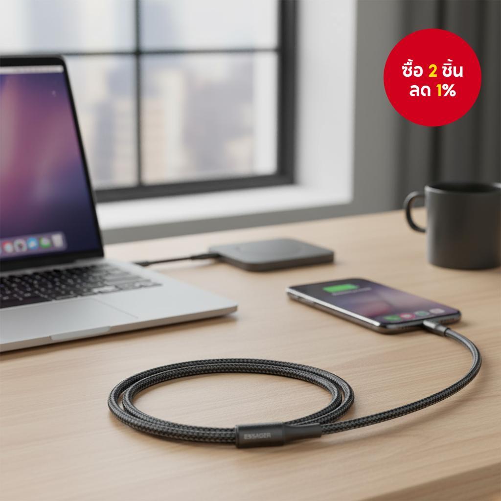 สายเคเบิล Essager 29W USB-C สําหรับชาร์จเร็ว PD สาย Type C ถึง 29W สําหรับอุปกรณ์ iOS