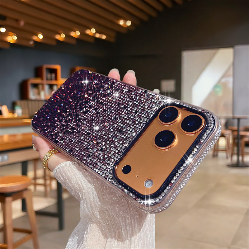 หรูหราไล่โทนสีแฟลชเพชรเคสโทรศัพท์สําหรับiPhone 17 Pro Max 11 12 13 14 15 16 Pro Max Air 15 16 plus Anti Dropเลนส์ป้องกันเปลือกนุ่มเคสโทรศัพท์