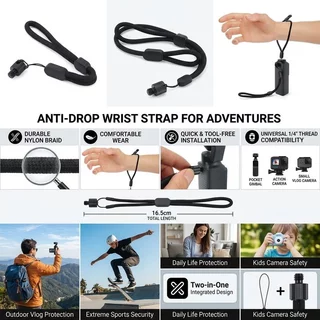 สายคล้องมือกล้อง สายคล้องกันหาย หัวสกรู 1/4 นิ้ว ใช้กับ Insta360 Series Pocket 3 และ GoPro รุ่นเกลียว 1/4