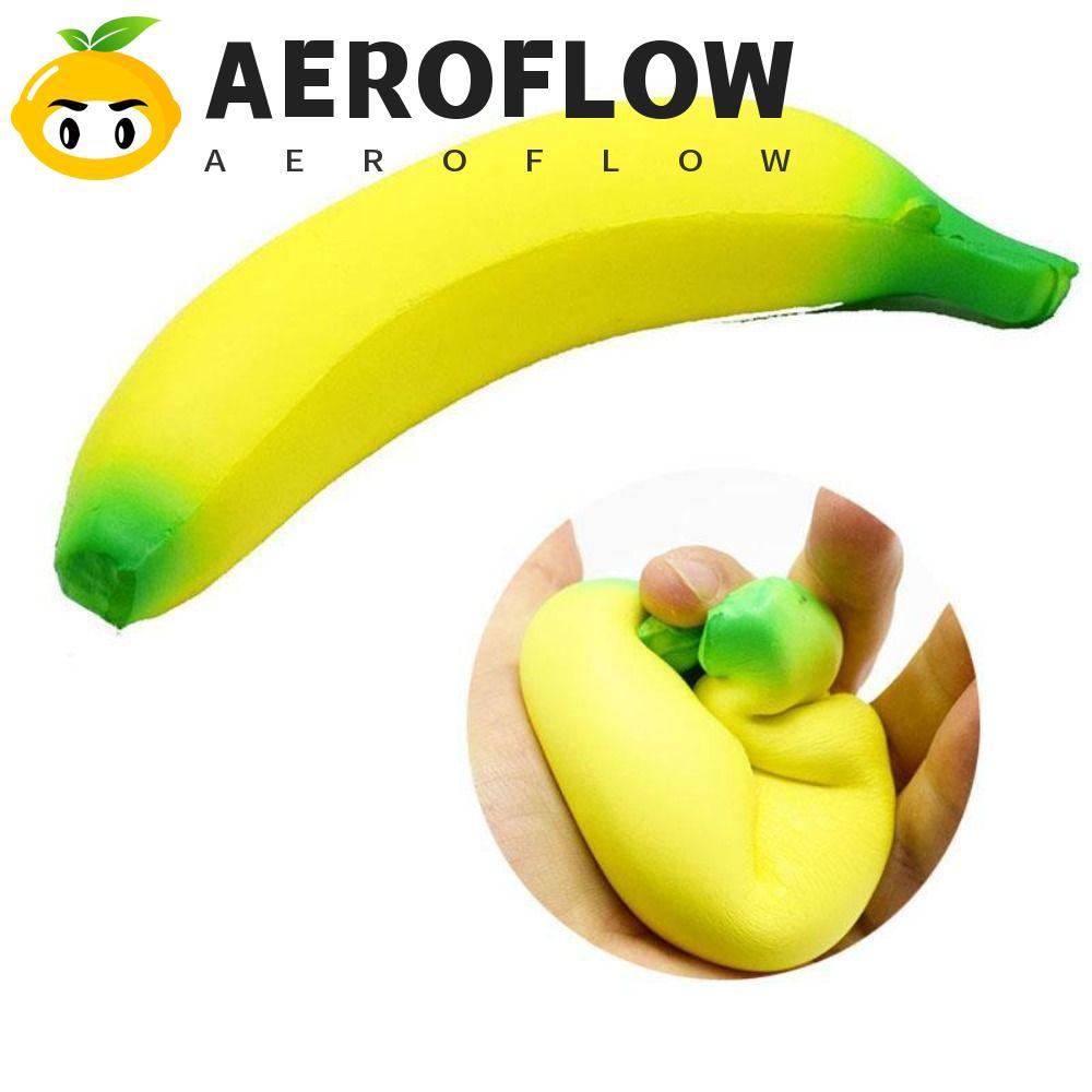 AEROFLOW ของเล่นบีบกล้วย, ของเล่นบีบผลไม้สีเหลืองสีเขียวบีบหยิก, ของเล่น Vent จําลองกล้วย Pu ช้า Rising ของขวัญวันเกิด