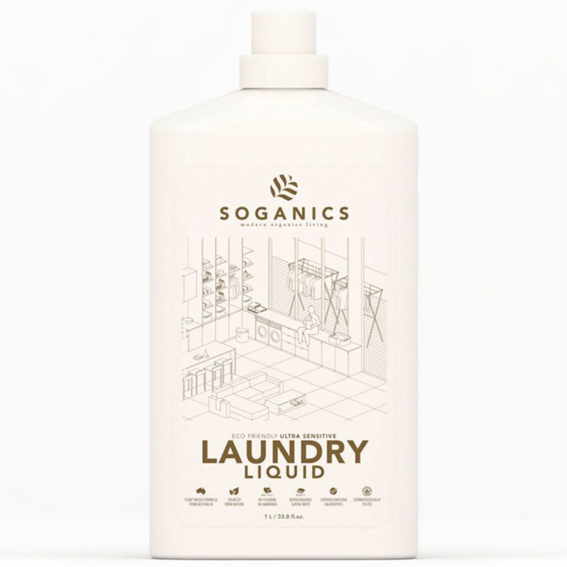 โซแกนิคส์ผลิตภัณฑ์ซักผ้าแบบอ่อนโยนสูตรออร์แกนิค 1000มล Soganics Laundry Liquid Organic 1000ml [8859560011214 ]