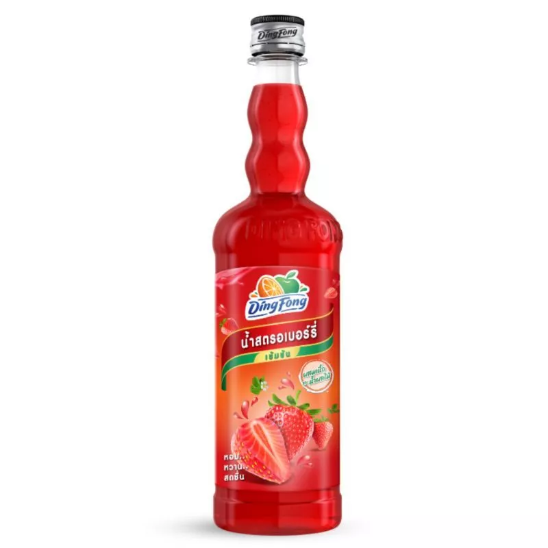 ติ่งฟงน้ำหวานเข้มข้นสตรอเบอร์รี่ 760มล. Ding Fong Concentrated Strawberry 760ml. [หมายเลขบาร์โค้ด 8858732821026]