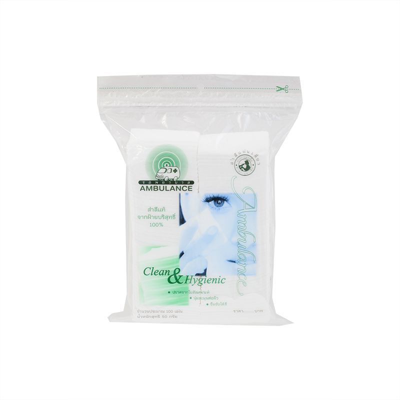 รถพยาบาลสำลีแผ่นเดี่ยว 100แผ่น Ambulance Cotton Single Sheet 100sheets [หมายเลขบาร์โค้ด 8850185000058 ]