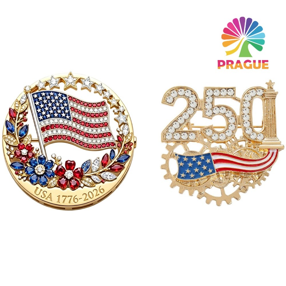 3.5 นิ้ว US 250th Anniversary เข็มกลัดเคลือบ Pin วันประกาศอิสรภาพ 250th Anniversary Pins Badge ของขว