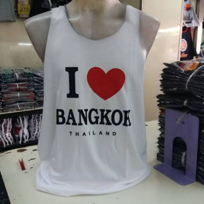 I Love Bangkok เสื้อกั๊กแขนกุด ลายกรุงเทพฯ ผ้าฝ้าย100% คอกลม สไตล์สตรีท ใส่ได้ทั้งชายหญิง ขนาดS-3XL