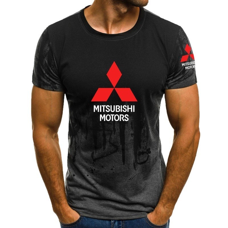 MITSUBISHI 2022 Mitsubishiเสื้อยืดรถจักรยานยนต์Racing Car Tie Dye 3Dพิมพ์ผู้ชายผู้หญิงสบายๆแฟชั่นขนา