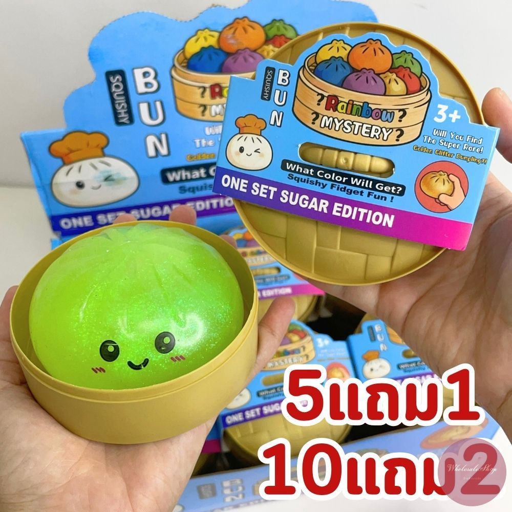สกุชชี่แบบสุ่ม คละลาย 5แถม1 / 10แถม2 สกุชชี่นุ่มนิ่ม ซาลาเปาตัวฮิต / บัตเตอร์ผลไม้ / ชีสสายรุ้ง ไซส์ S/M