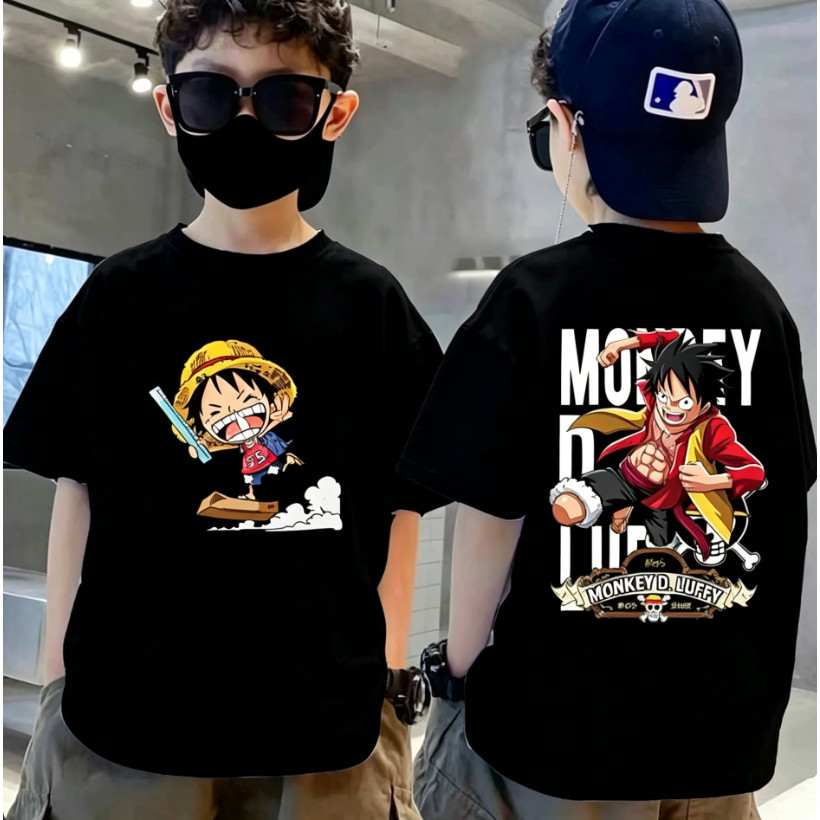 เสื้อยืดแขนสั้นสำหรับเด็กผู้ชาย COD 24H ship/ลูฟี่ โจรสลัด เด็กผู้ชายเบสบอล เสื้อยืดเด็ก/ฤดูกาลกลับไปโรงเรียน/100-XXXL