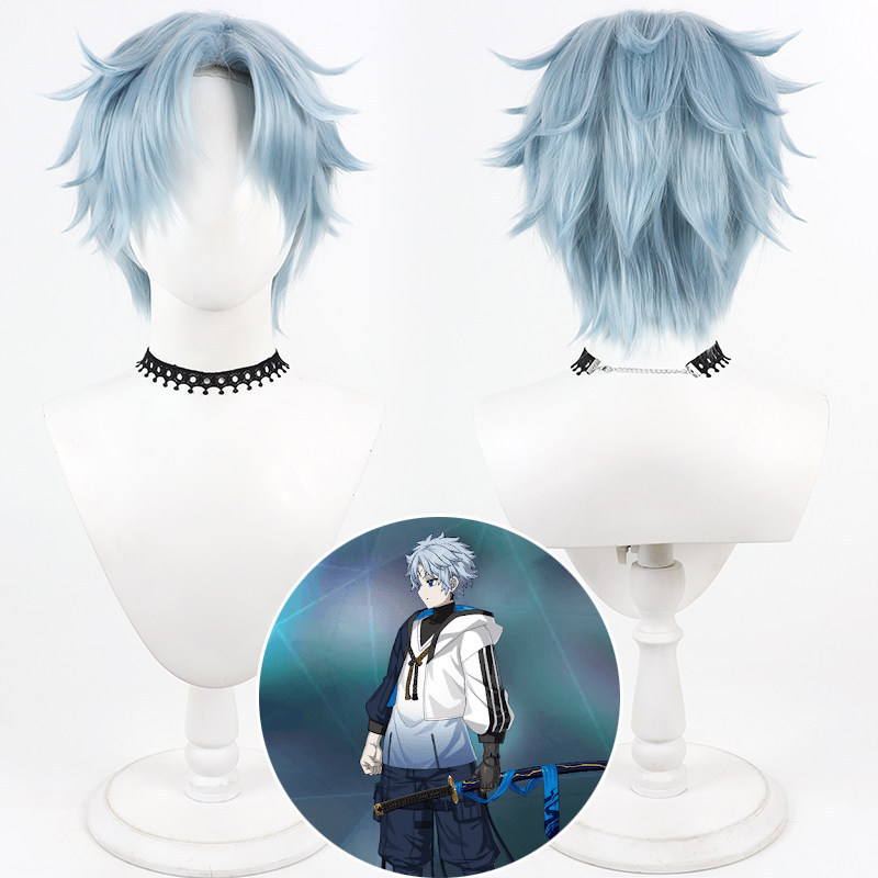 FGO Toudou Heisuke Cosplay Wig Short Style Multi-color Blended Hair Fluffy Root Heat Resistant Wig
