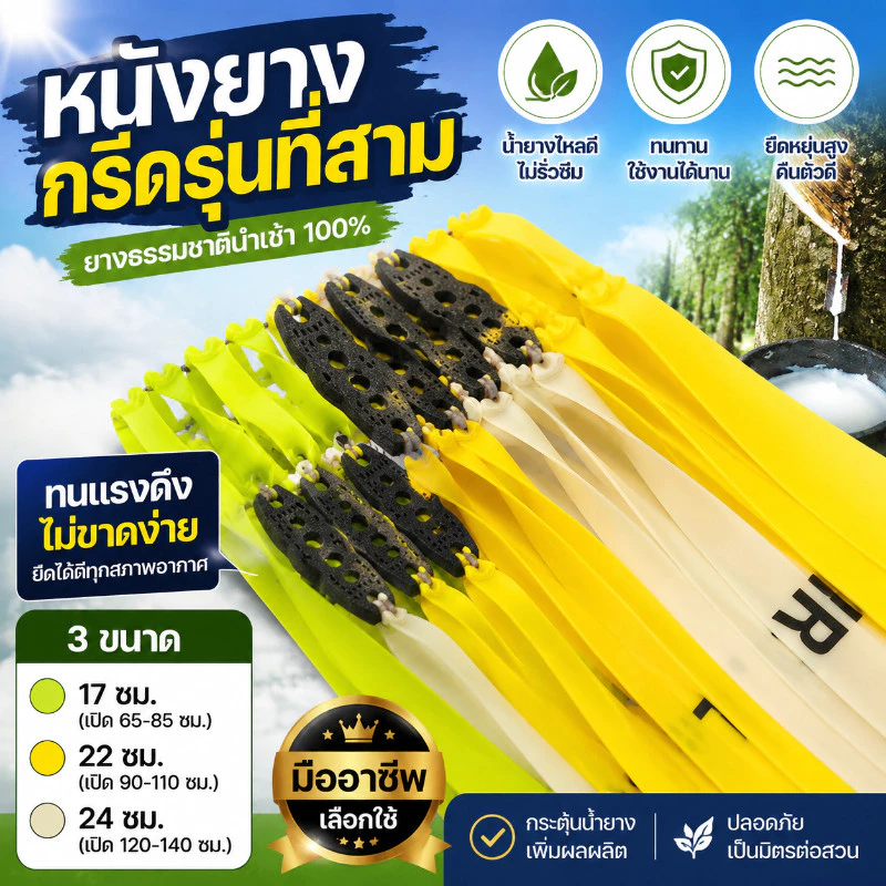 [COD] ยางหนังสติ๊กแบน PRECISE (10เส้น) หนา 0.55-0.75mm ยืดหยุ่นสูง เหนียวขาดยาก ยิงแรงแม่นยำ สายยางยิงนก