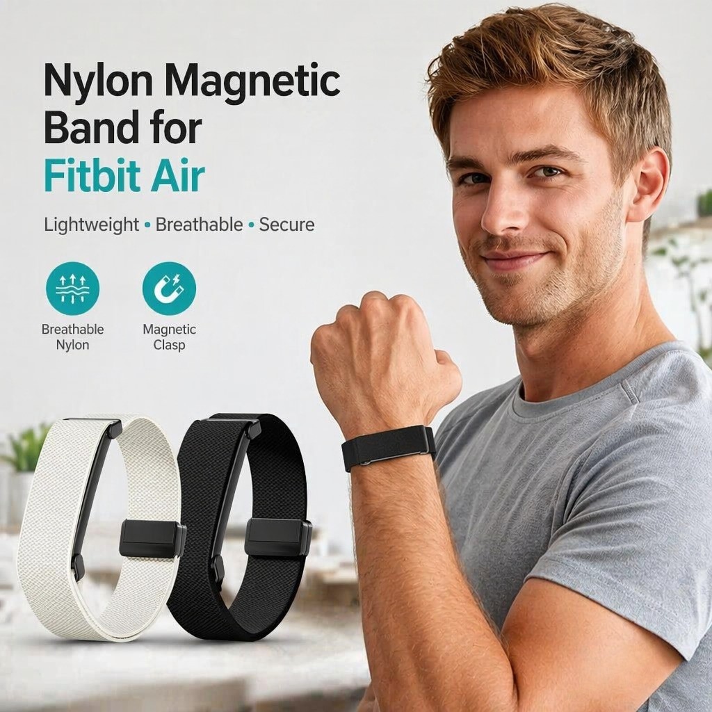 สําหรับ Fitbit Air Strap สายรัดไนลอนปรับได้สบายพร้อมหัวเข็มขัดแม่เหล็กสําหรับ Google Fitbit Air สร้อยข้อมือสมาร์ท Breathable ยืดหยุ่นอุปกรณ์เสริม