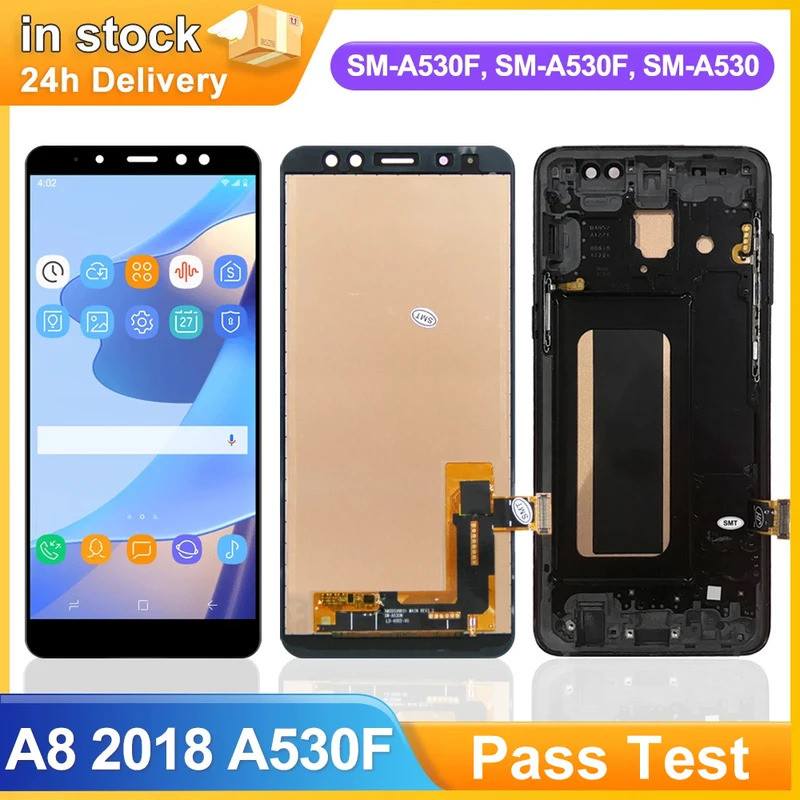 5.6 "A530 จอแสดงผลกรอบสําหรับ Samsung Galaxy A8 2018 A530 A530F A530F/DS จอแสดงผล Lcd Digital Touch 