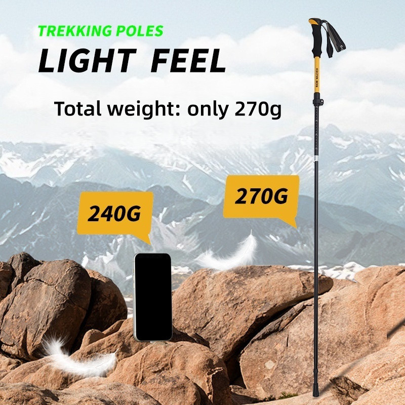 NRVG Trekking Pole 7075 อลูมิเนียมพับ Trekking Pole Ultra-Light พับ Trekking Pole EVA ตรง T