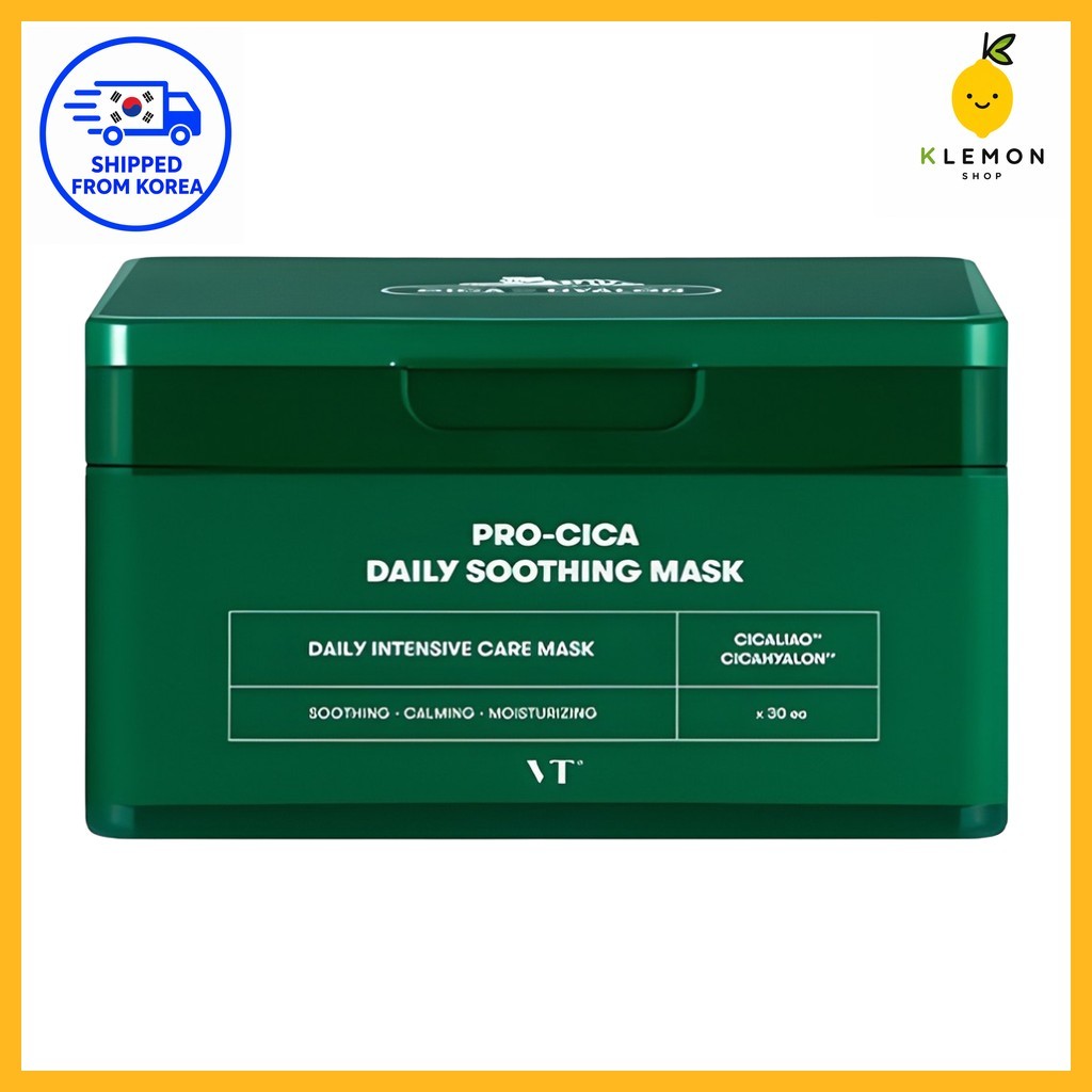 VT COSMETICS [KOREA] Vt เครื่องสําอาง Pro-Cica Daily Soothing Mask, 30 ชิ้น / เกาหลี Skin Repair Fac