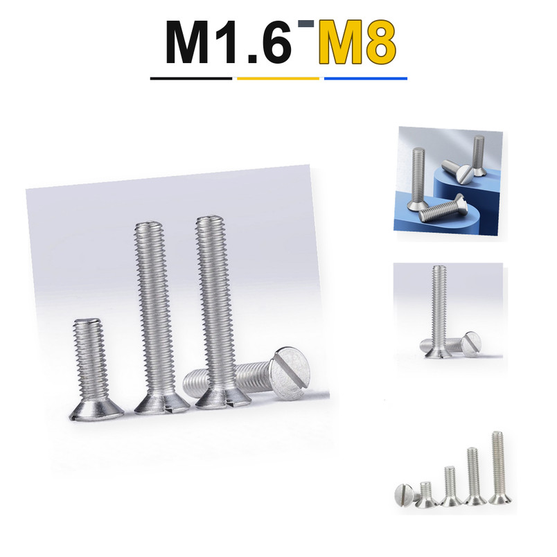 (KZSS)GB68 304 สแตนเลส one-word slot consunk หัวสกรู slotted แบนหัวสกรูM1.6-M8
