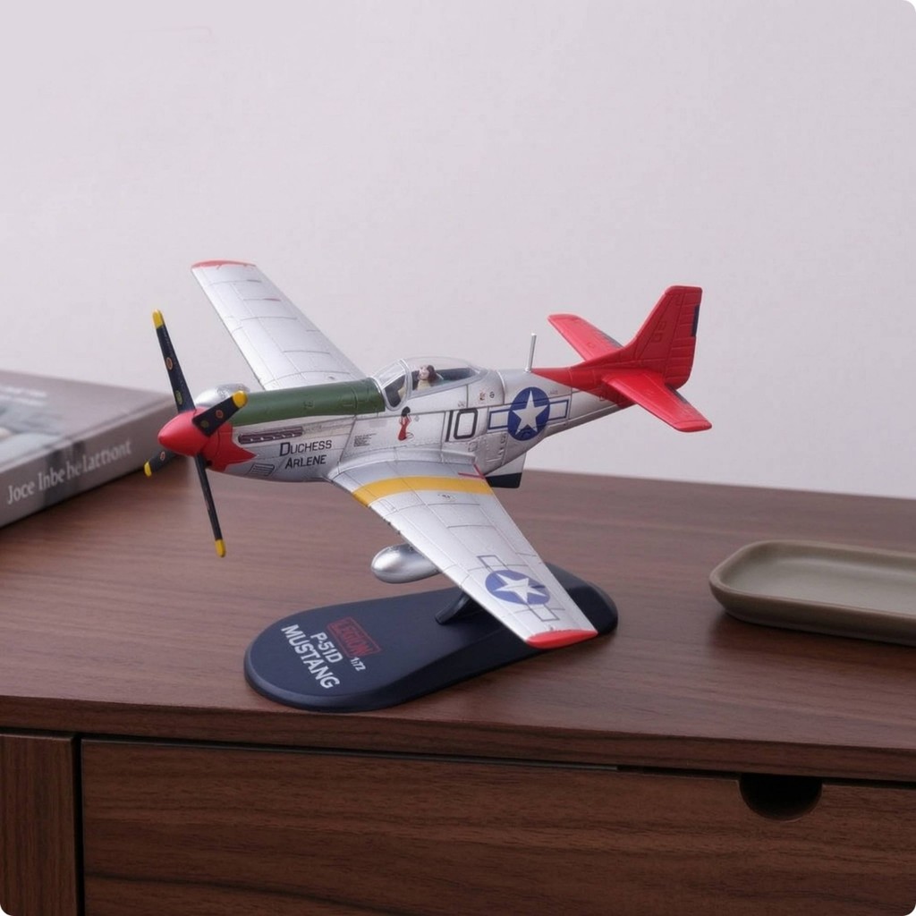 P-51D Mustang รุ่นละเอียด P-51 Mustang รุ่น Die-Cast เครื่องบินพร้อมขาตั้งโลหะสมจริงสําหรับนักสะสมกา