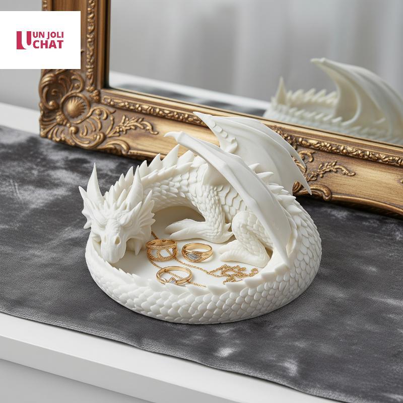 Good 3D พิมพ์ถาดเครื่องประดับมังกร Creative Desktop Organizer แบบพกพาขนาดเล็กผู้ถือสําหรับต่างหูแหวน Key Entryway Decor ของขวัญได้ดี