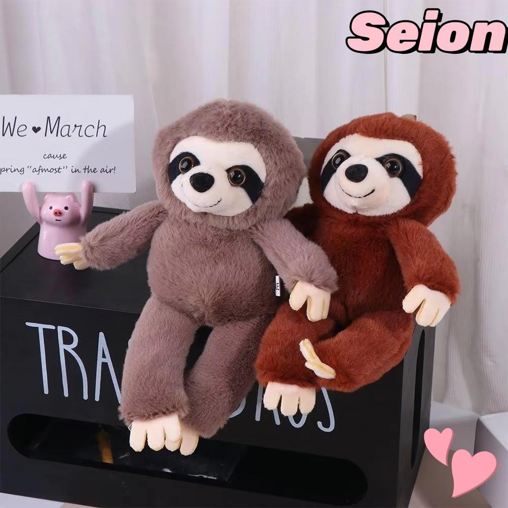 SEION Sloth จี้ขนาดเล็ก, จําลองตุ๊กตาสัตว์ยัดไส้นุ่ม Sloth, แบบพกพาจี้พวงกุญแจ Plush Sloth พวงกุญแจ