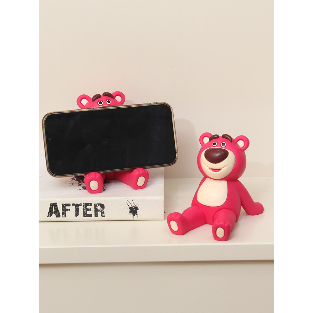litem desktop holder ผู้ถือโทรศัพท์น่ารัก หมีน้อยน่ารักสีชมพูแท็บเล็ตยืนสํานักงานสก์ท็อป