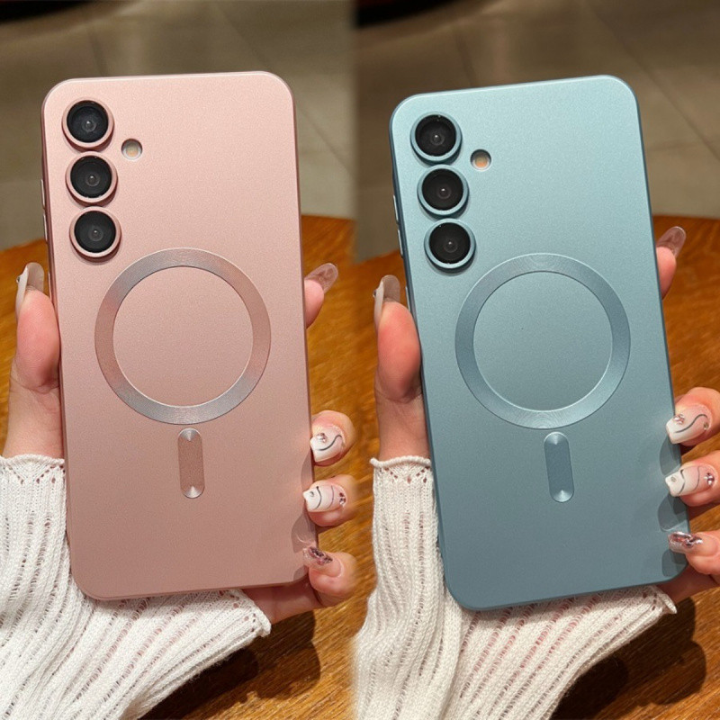 เคส samsung a07 SAMSUNG เหมาะสําหรับSamsung A27 A18 5G universal metallic A57 A55 A54 A37 A36 A26 A25 A24 A17 A15 A14 A07 A06 4Gเคสโทรศัพท์แม่เหล็ก,matte TPU soft Case,ป้องกันการล่มสลายป้องกันกรณี