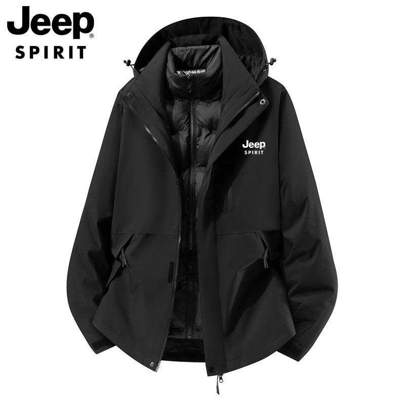 JEEP (JEEP) เสื้อแจ็คเก็ตลงสามในหนึ่งเดียวผู้ชายผู้หญิงเสื้อแจ็คเก็ตผู้ชายเสื้อแจ็คเก็ตปีนเขาสกี