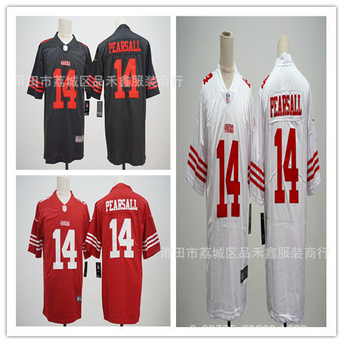 ส่งเร็ว!!2024NFL San Francisco 49ers 49ers 2 เสื้อปัก 14-Pearsall รักบี้ผู้ชาย