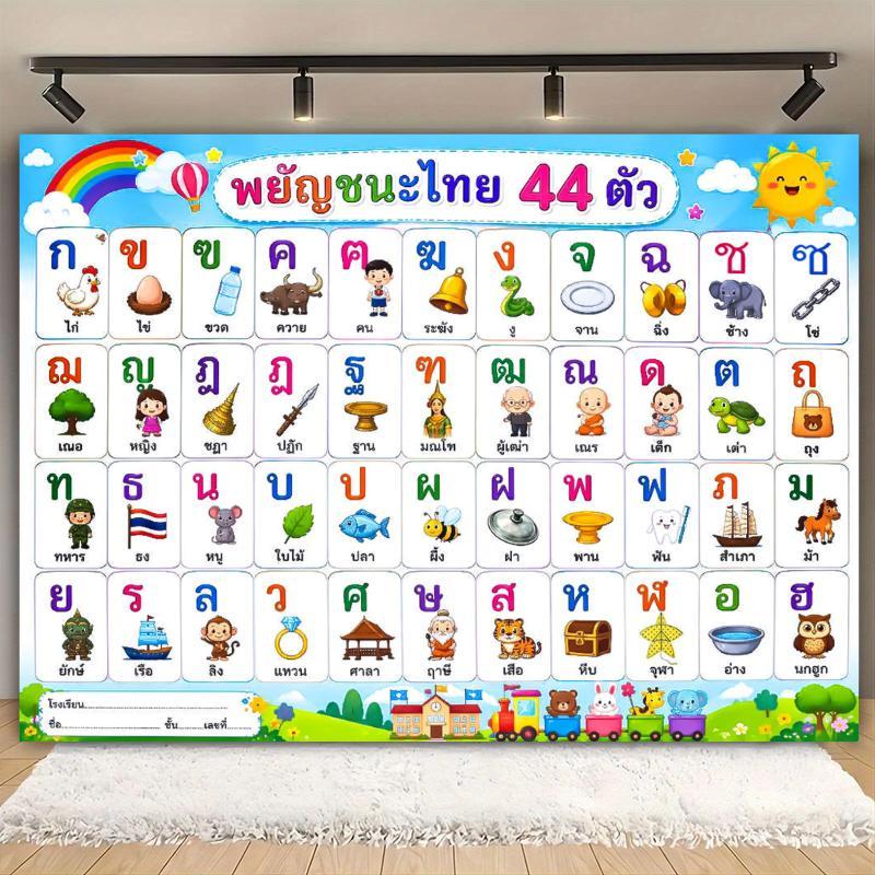 ชุดโปสเตอร์สื่อการเรียนรู้เด็ก เรียนรู้ตัวอักษรภาษาไทยด้วย! ขนาดฮิตขายดี 130-150 ซม. ภาพชัดเจนมาก ส่งจากไทย ส่งเร็ว! ซื้