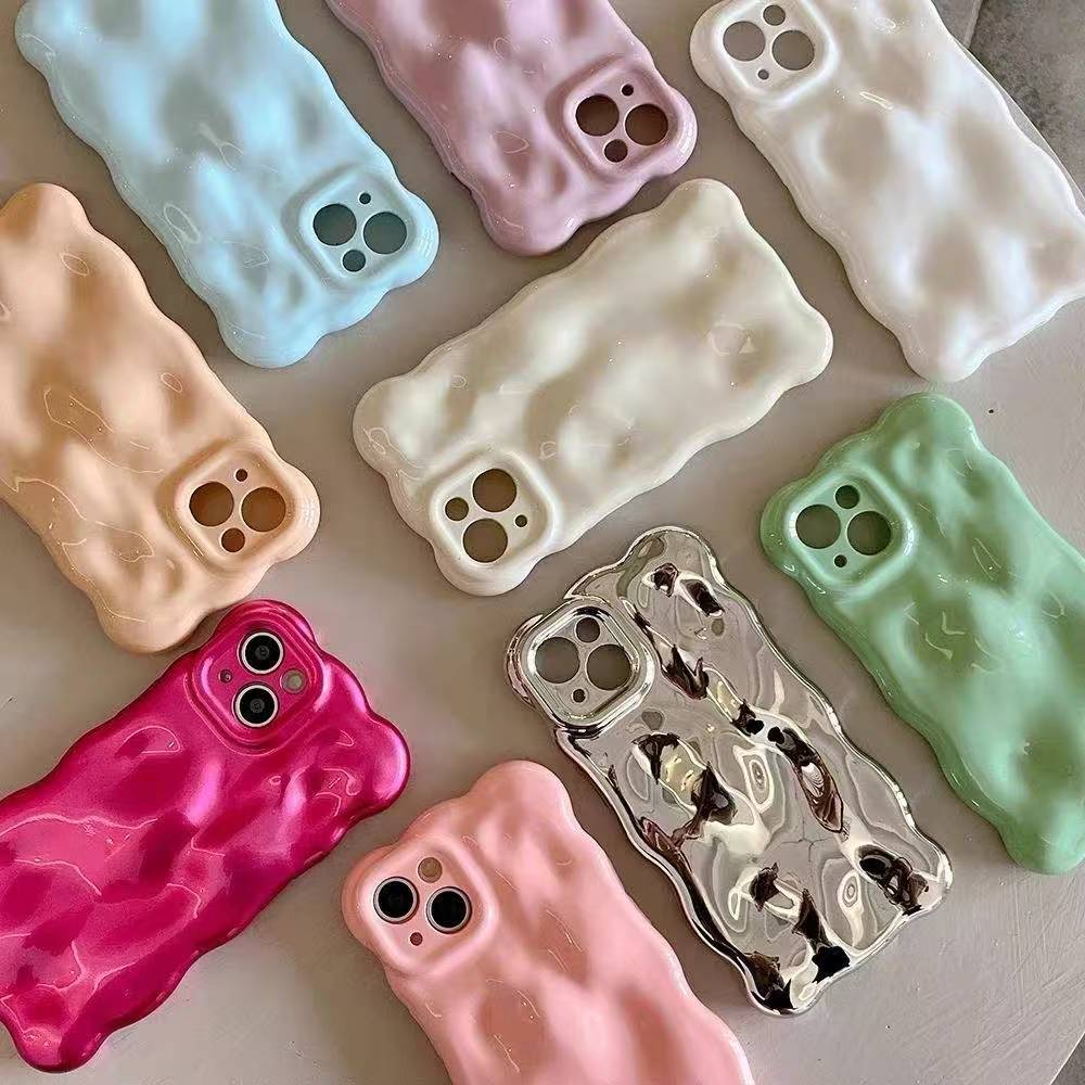 เคสโทรศัพท์เหมาะสําหรับiPhoneสีทึบGlossyเคสโทรศัพท์Waveรูปทรงสามมิตินุ่มShock-ResistantเหมาะสําหรับiPhone 17 Pro Max/17 Pro/16 Pro Max/16 Pro/16 Plus/16/15 Pro Max/15 Pro/15 Plus/14 Pro Max/14 Pro