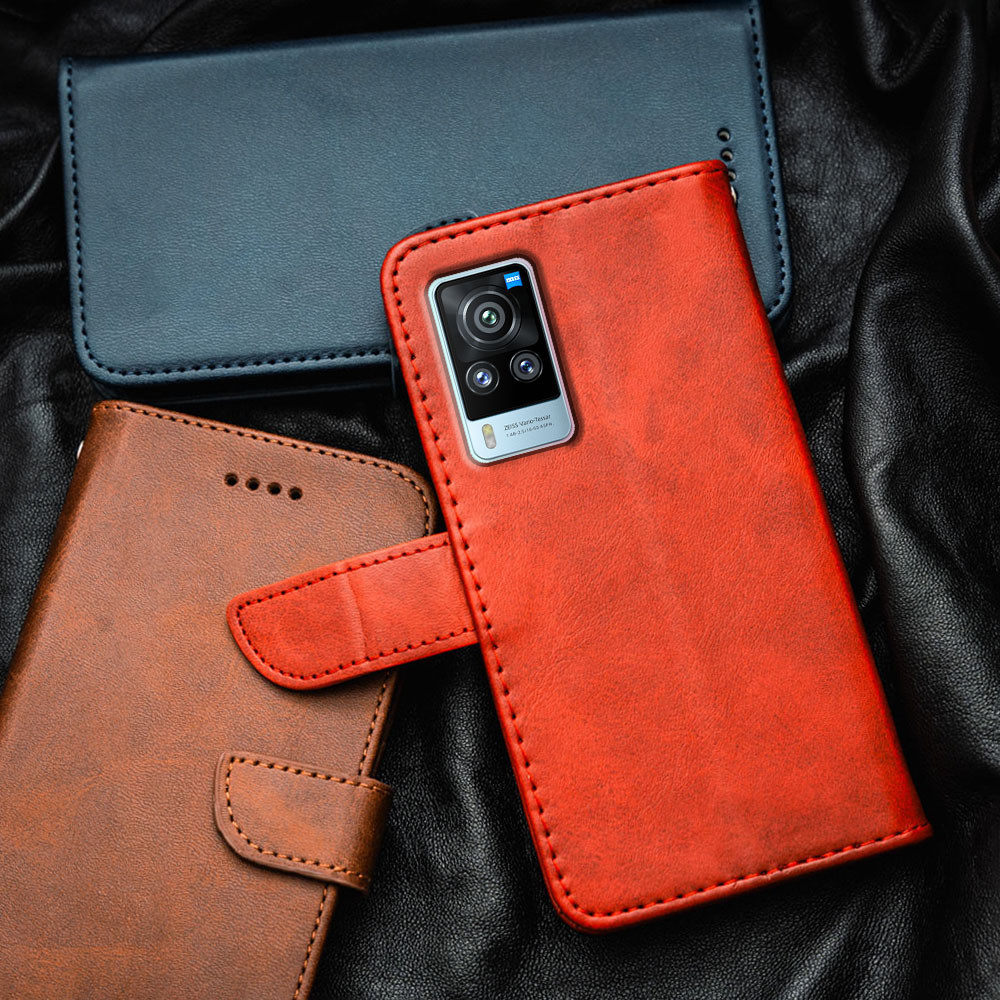 สําหรับ Vivo X60 Pro V2046 พรีเมี่ยมหนัง Flip-Top เคสโทรศัพท์กระเป๋าสตางค์ในตัวผู้ถือบัตร Kickstand กันกระแทก TPU ภายใน