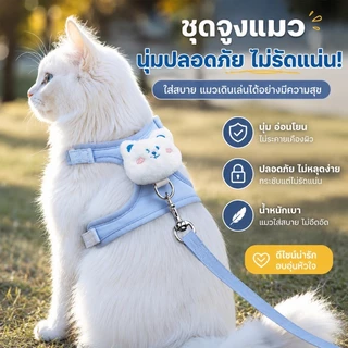 PawTica สายจูงแมวรัดอก เสื้อจูงแมวหมา น่ารักสุดๆ ลายหมี/กระต่าย น้ำหนักเบา ปรับกระชับ ช่วยลดการหลุด สำหรับสัตว์เลี้ยงเล็ก S/M