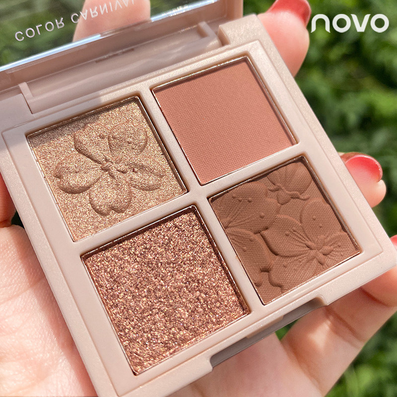 พาเลทตา 4u2 พาเลทตา sivanna พาเลทตา odbo NOVO Glitter Pearlescent Waterproof Compact Four-Color Eyes