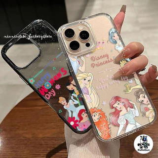 เคส For iPhone 16 เคสไอโฟน11 ใสแวววาวด้วย TPU นุ่มๆ สีสันสดใส พร้อมดอกไม้เจ้าหญิงแสนสวย For iPhone12 15 14 13 Pro max
