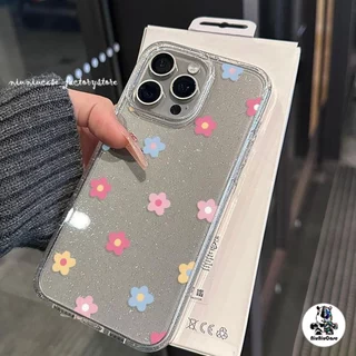 เคส For iPhone 16 เคสไอโฟน11 ใสแวววาวสุดสดใส เคส TPU ดอกไม้หลากสี เข้ากันได้กับ iPhone 12 13 16 15 14 Pro max XR 16Plus