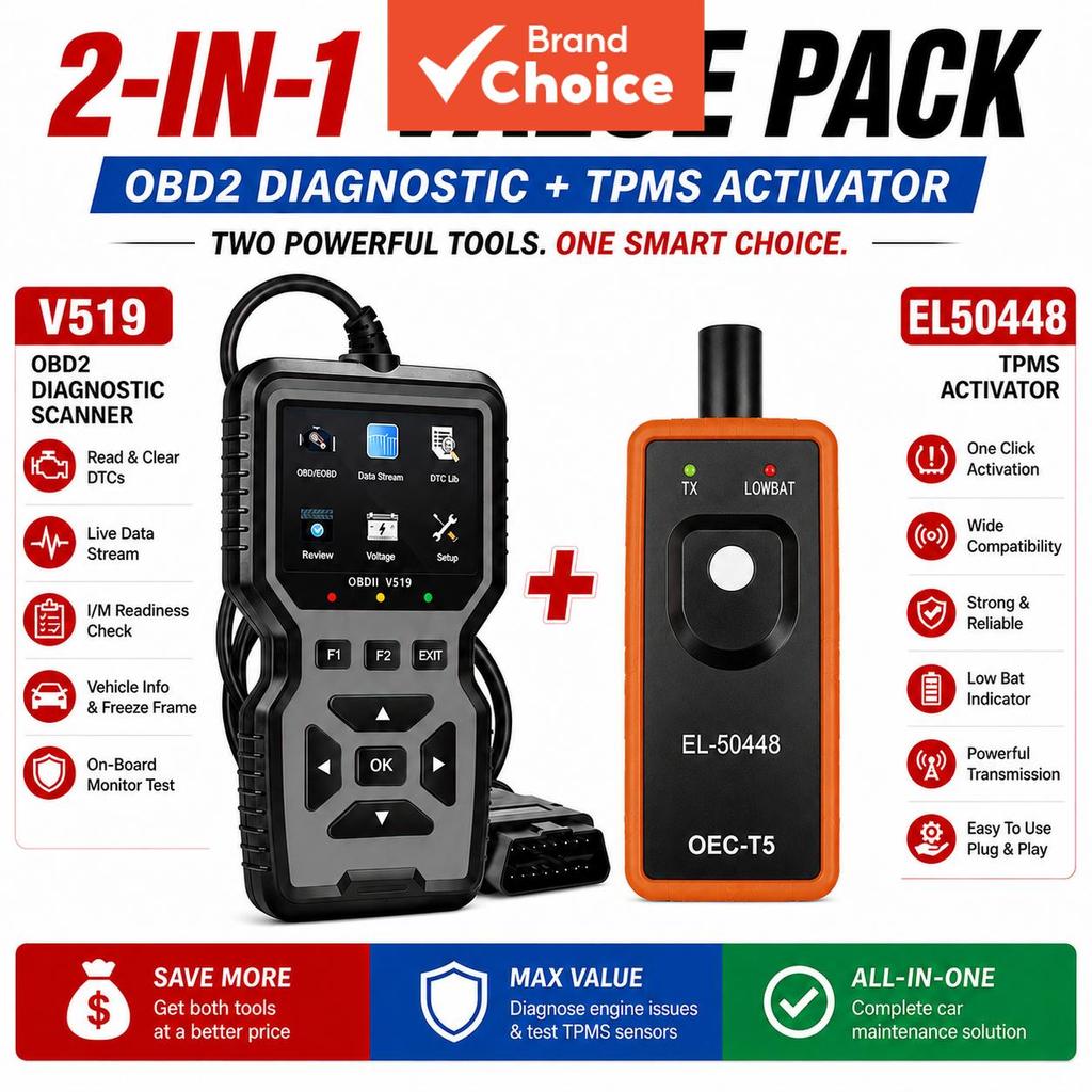 Obd2 Tpms Relearn Scanner Kit รีเซ็ตทดสอบการซ่อมแซมวินิจฉัย V519 2 ชิ้น