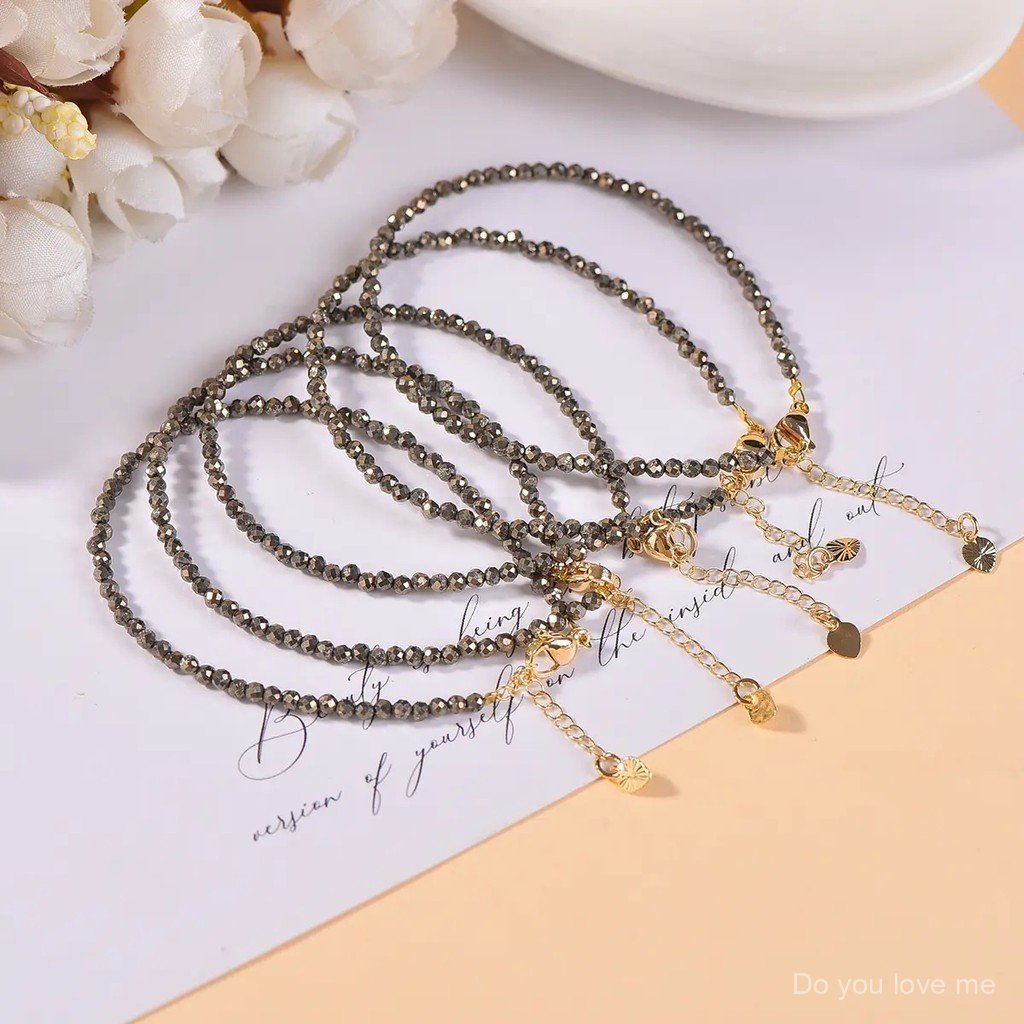 3mm genuine natural pyrite bracelet DIY women's bracelet new style grand and beautiful