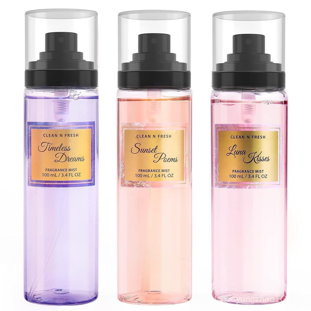 Clean-n-Fresh Body Mist ชุดสามชิ้นน้ําหอมสุภาพสตรี ชั้นละ 3.4 ออนซ์ 10.2 ออนซ์ในทั้งหมด