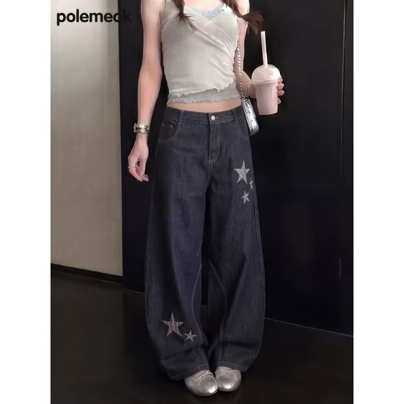 Beam Mix Kimchi American Retro Machete กางเกงผู้ชายผู้หญิง Original Design Star หลวมลําลองหลวมอินเทร
