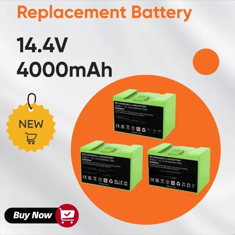 14.4V 4000mAh I7 แบตเตอรี่ทดแทนสําหรับ IRobot Roomba E และ I Series I7+ E5 7150 7550 I3 3150 I3+ 355