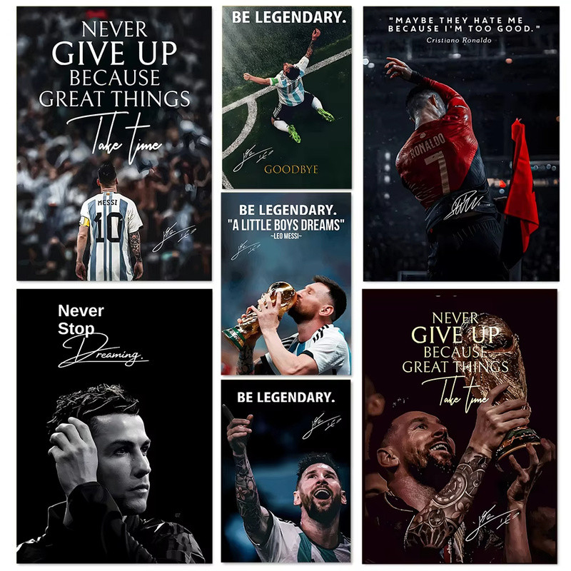 Modern Famous Football Stars Athletes Inspirational Quotes Famous Quotes Art Poster Canvas Printing 