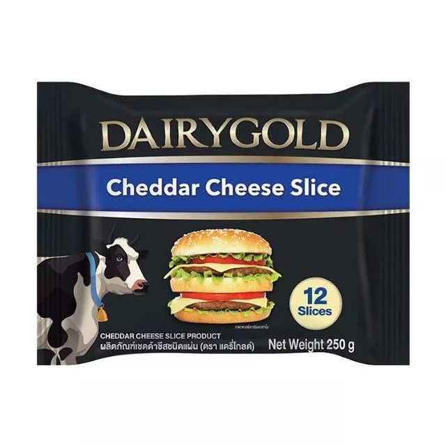 แดรี่โกลด์ เชดด้าชีสแผ่น DairyGold Cheddar Cheese 250g.