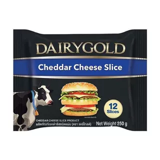 แดรี่โกลด์ เชดด้าชีสแผ่น DairyGold Cheddar Cheese 250g.