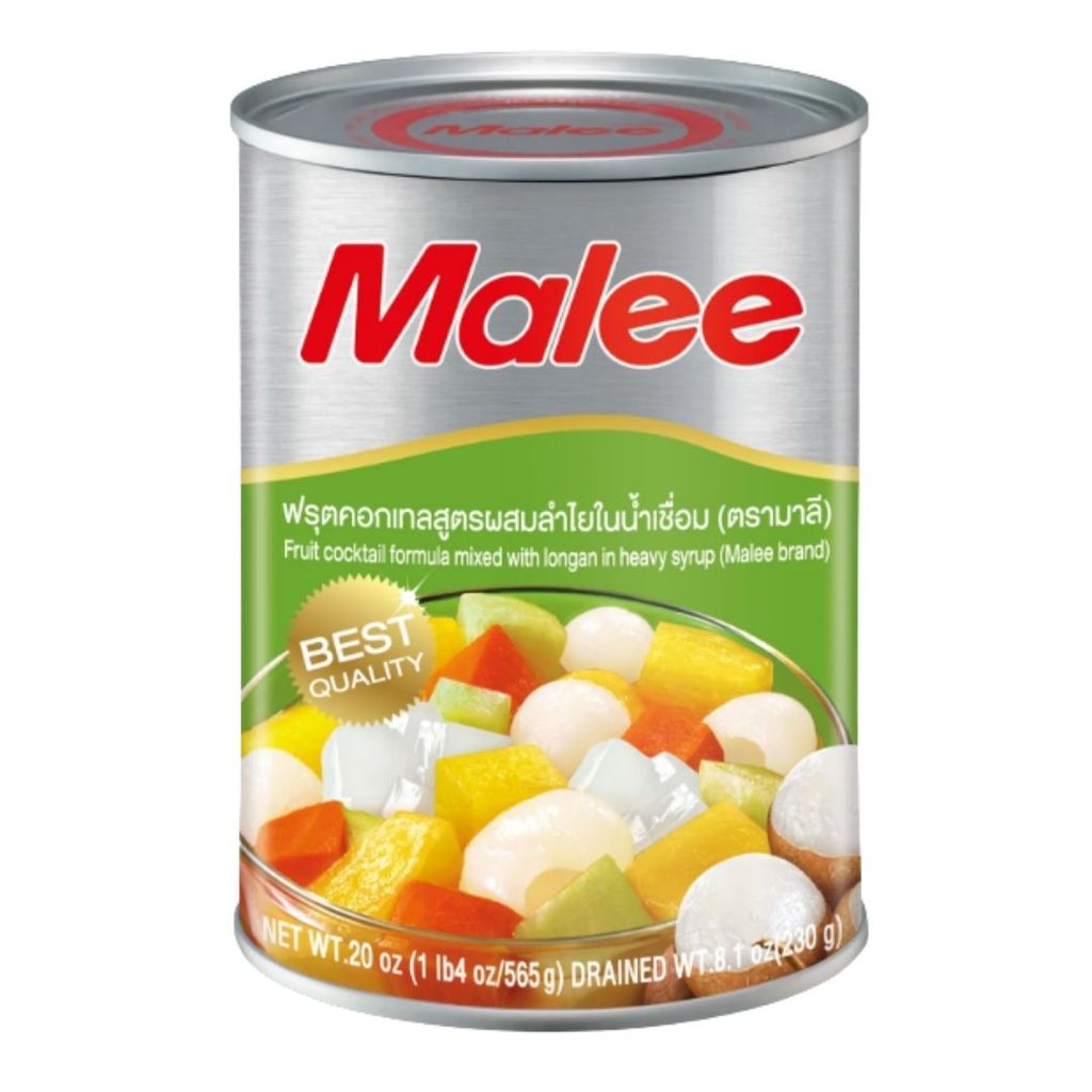 มาลี ฟรุ๊ตคอกเทลผสมลำไยในน้ำเชื่อม Malee Fruit Cocktail with Logan 565g.