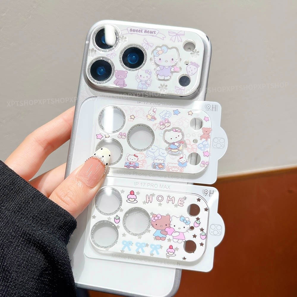 แมวน่ารักกระจกนิรภัยโทรศัพท์มือถือกล้องเลนส์ปกป้องสําหรับ iPhone 17 Pro Max 17 Pro กันกระแทกป้องกันเลนส์ฟิล์ม
