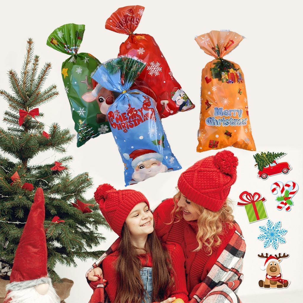 ChristmasS Candy Bags Set - Holiday Party Favors for Popcorn Biscuits Fruits