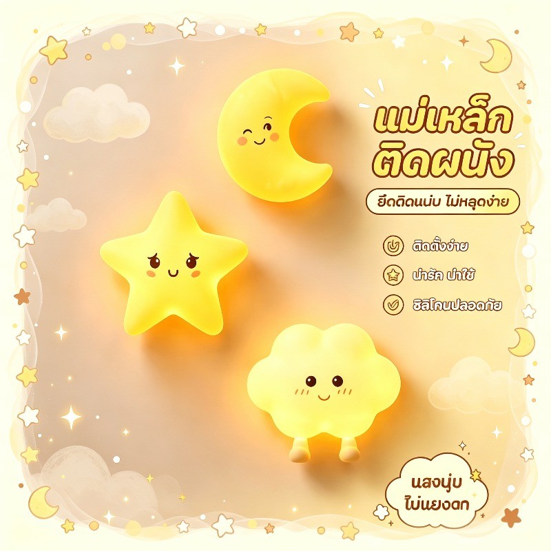 COD โคมไฟกลางคืน ซิลิโคน แบบแตะ เปิดปิด แม่เหล็กติดผนัง ชาร์จ Type C ปรับแสง 3 ระดับ