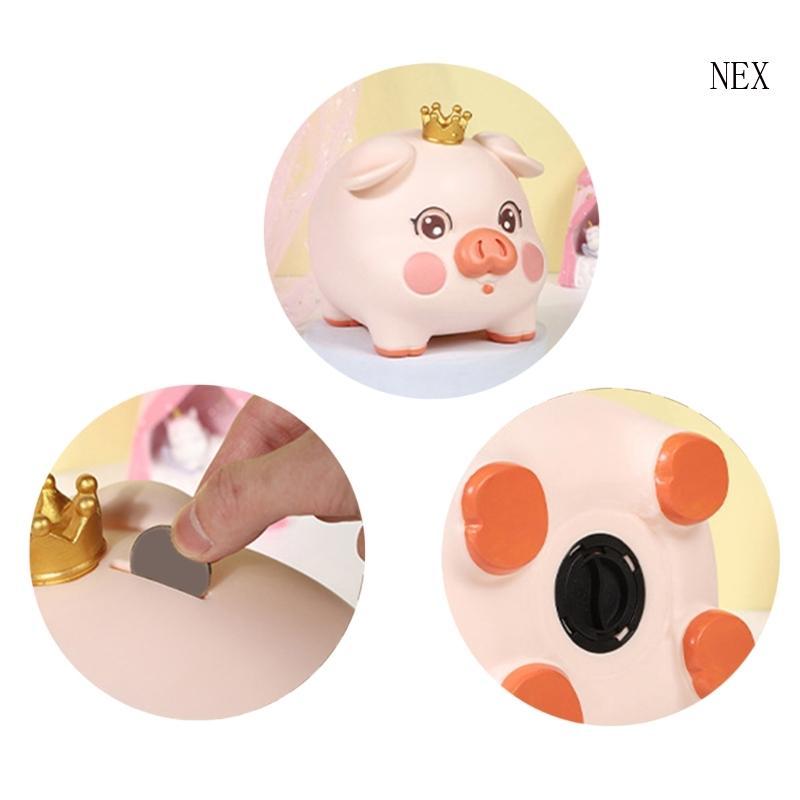 NEX Pig รูปปั้น Saving Jar Unbreakable Coin Piggy Banks สําหรับสอนเด็กเกี่ยวกับเงิน